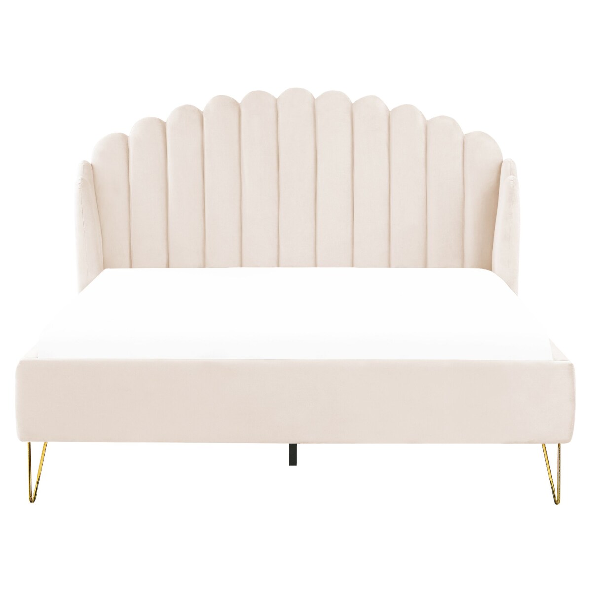 Łóżko welurowe 160 x 200 cm beżowe AMBILLOU