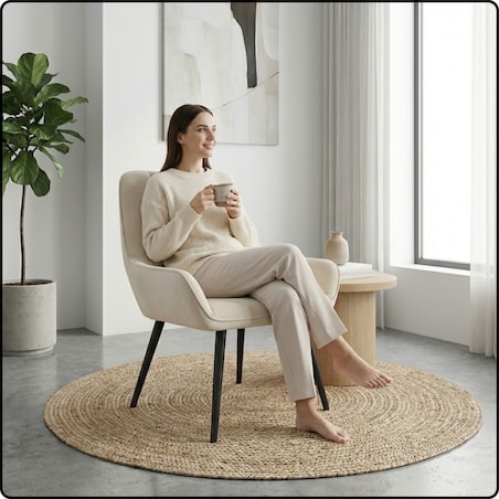 Fotel uszak tapicerowany welurowy wygodny z czarnymi nogami do salonu beżowy