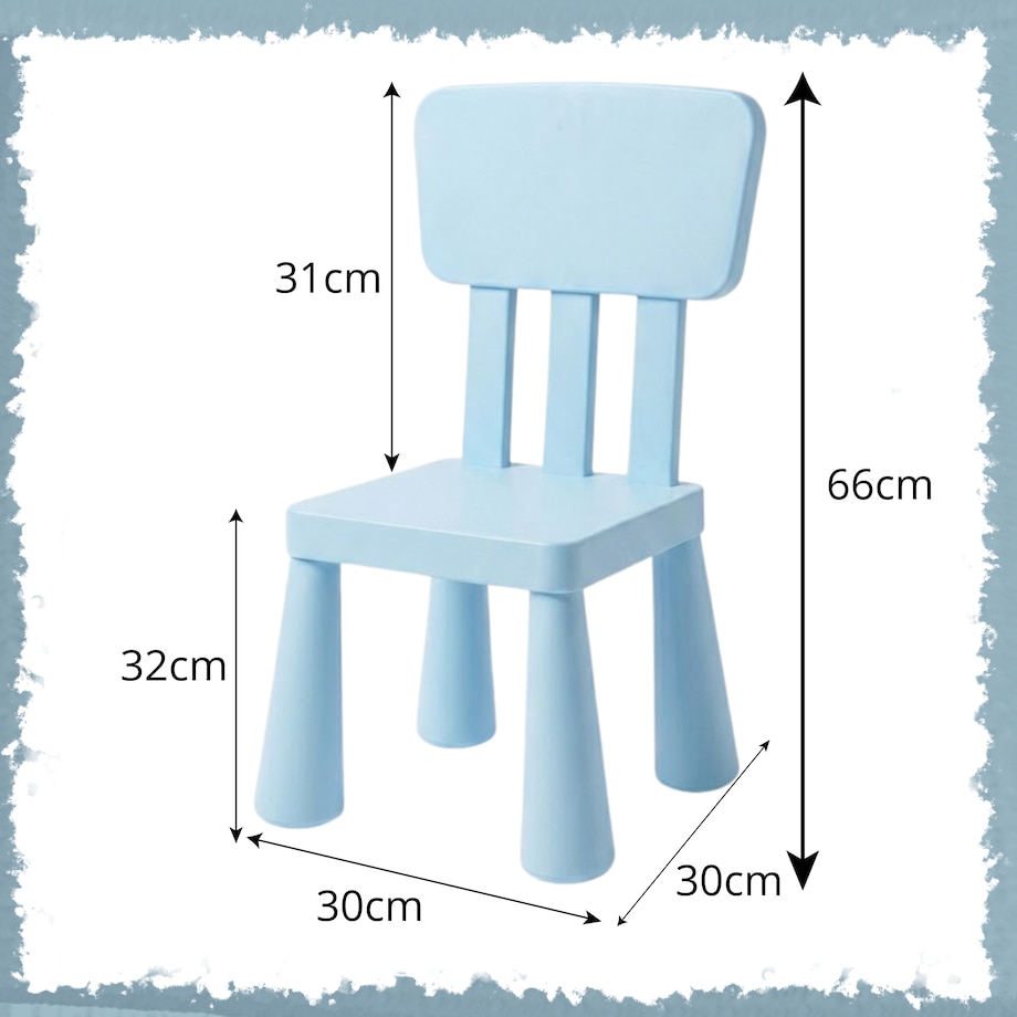 Krzesełko dla dzieci plastikowe z oparciem wygodne do pokoju niebieskie