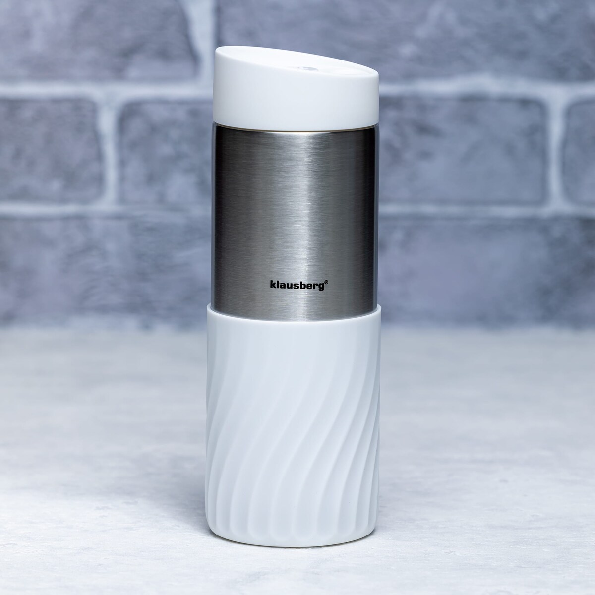 Kubek termiczny 400ml stal nierdzewna 18/8 KLAUSBERG biały