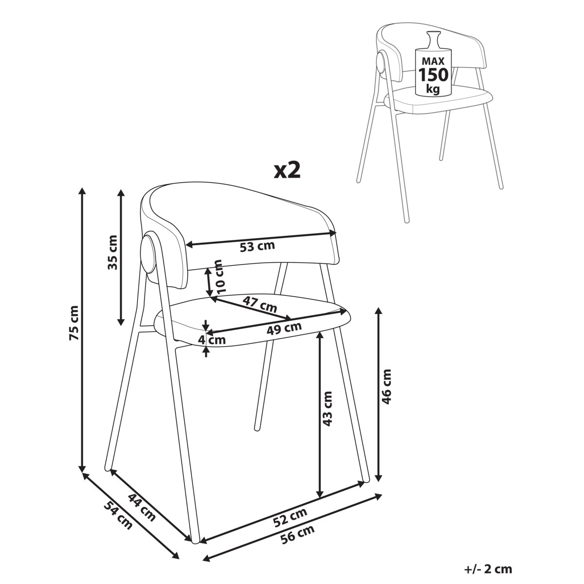 Zestaw 2 krzeseł do jadalni ALANSON Szenil Jasnobeżowy