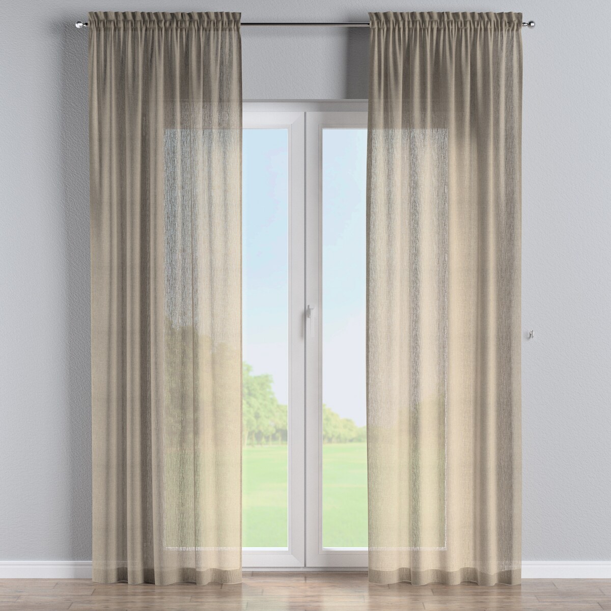 Zasłona na kanale z grzywką 1 szt. 130x260 beżowy