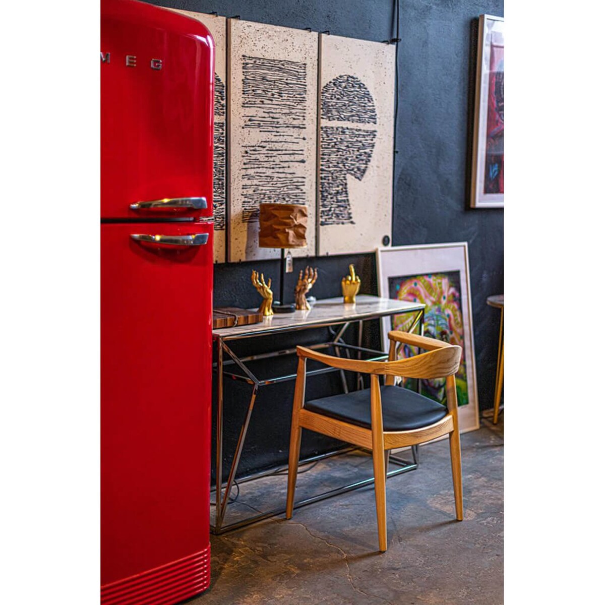 Skandynawskie krzesło Kennedy czarne jesion naturalny