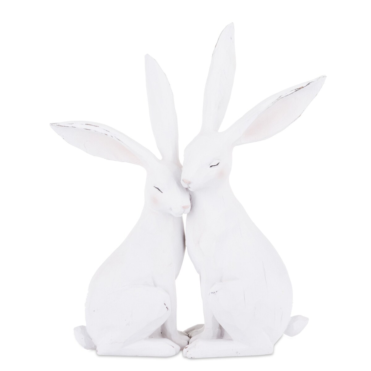 Dekoracja - figurka 2 białe ZAJĄCZKI 30x26x9 cm