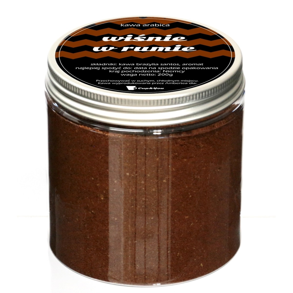Kawa aromatyzowana smakowa WIŚNIE W RUMIE mielona ARABICA Cup&You 200g na prezent upominek dla kobiety mężczyzny faceta mamy taty żony męża