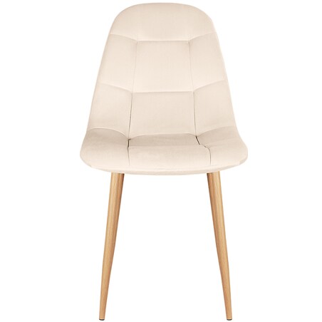 Krzesło tapicerowane welurowe beżowe do salonu jadalni pikowane