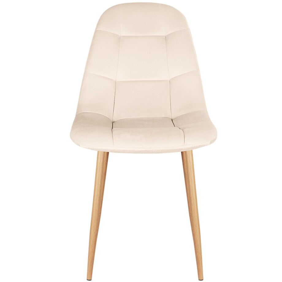 Krzesło tapicerowane welurowe beżowe do salonu jadalni pikowane