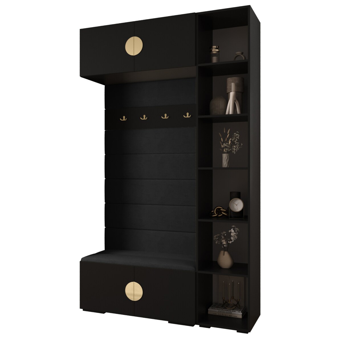 Garderoba do przedpokoju INOVA 4 Z20 czarny+złoty+manila18