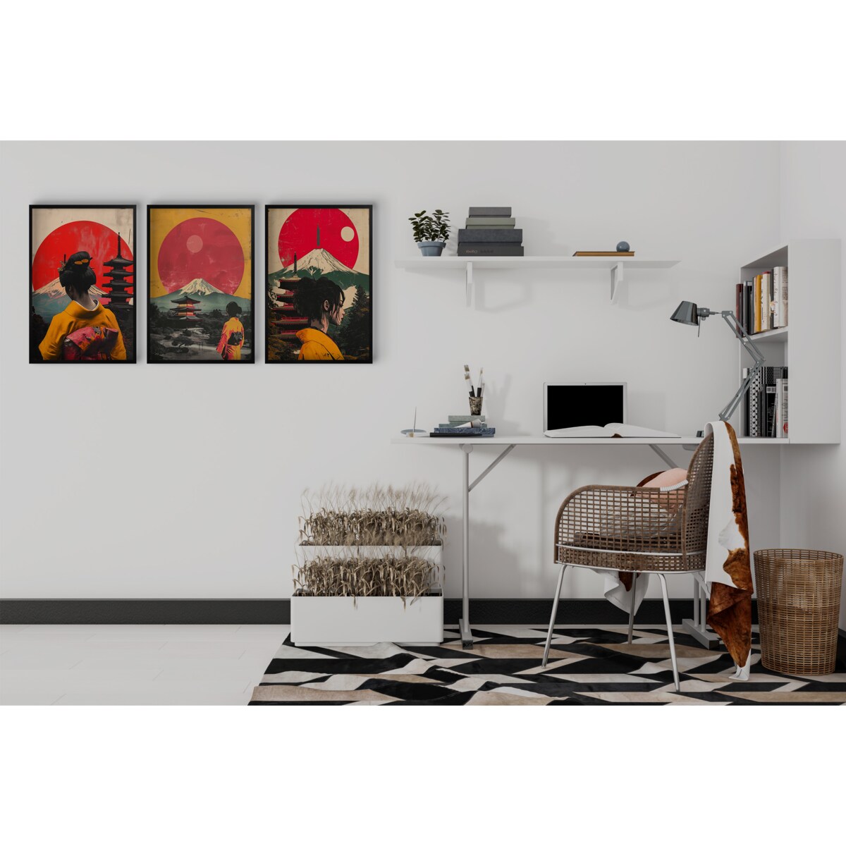 Plakaty Obrazy na ścianę ścienne do salonu sypialni ozdoba w Stylu Japandi