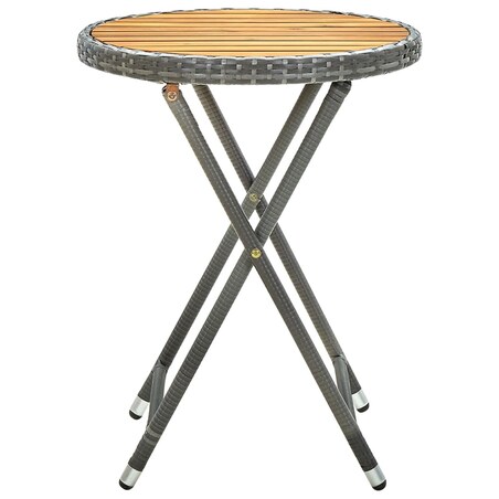 vidaXL Stolik herbaciany, szary, 60 cm, rattan PE i drewno akacjowe