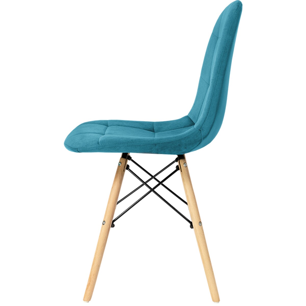 Krzesło tapicerowane skandynawskie nowoczesne welurowe turkusowe