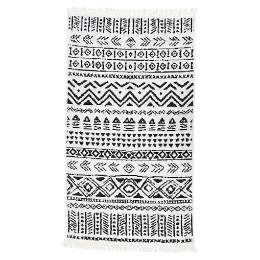 vidaXL Dywanik, czarno-biały, 120x180 cm, bawełniany