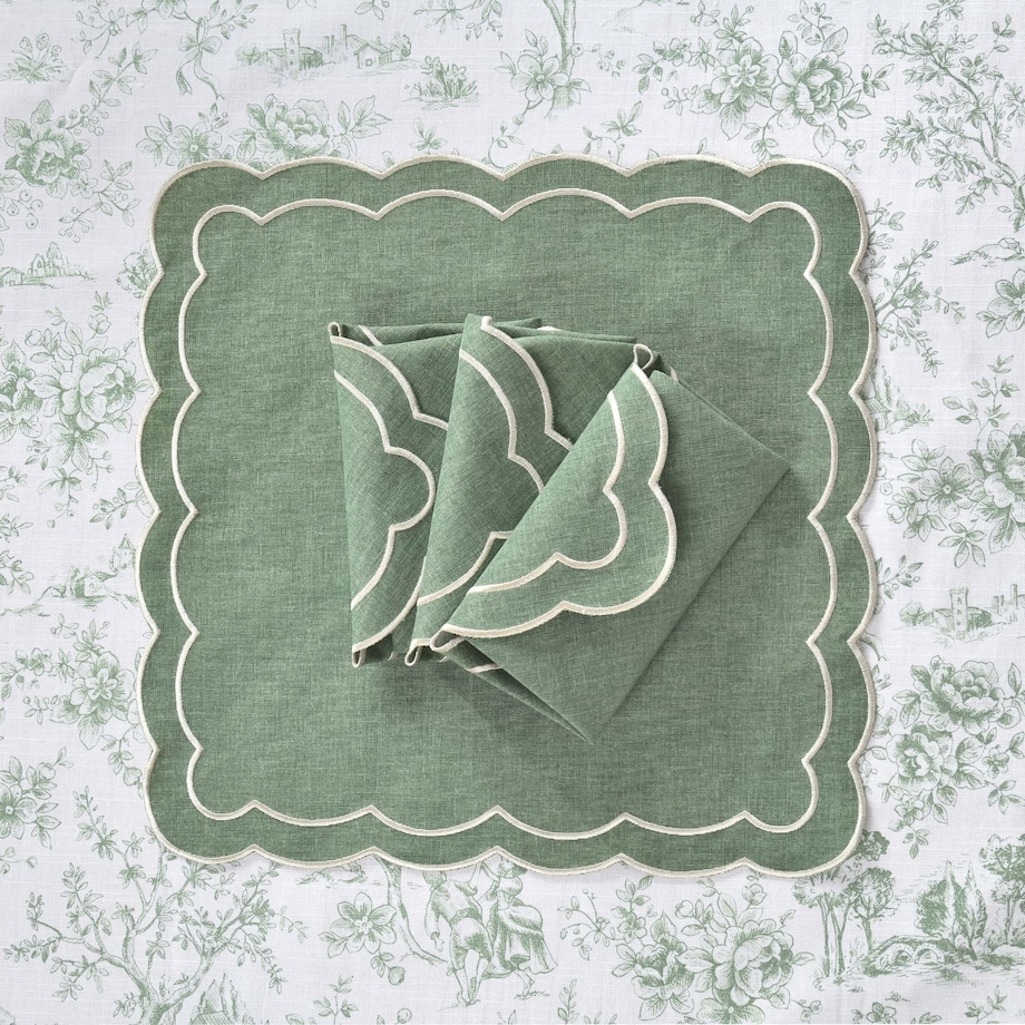 Obrus Toile de Jouy Green - 140 cm x 300 cm