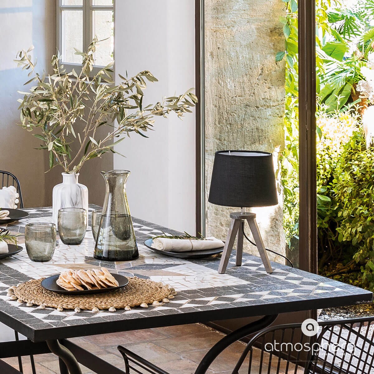 Lampa stołowa MINI GRIS, drewniane nóżki, 30 cm