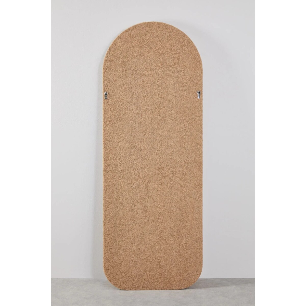 Lustro w półowalnej ramie bouclé beżowe160x60 cm