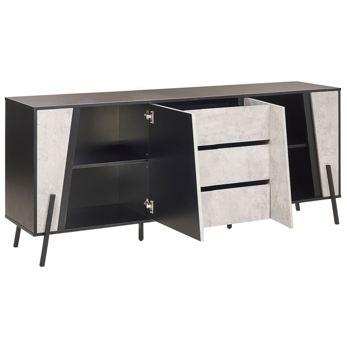 Komoda efekt betonu z czarnym BLACKPOOL