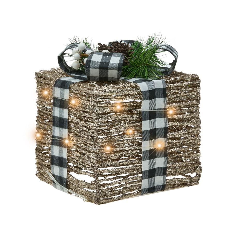 Zestaw 3 dekoracji świątecznych LED ARRESKOV 20/25/30 cm Prezenty świąteczne Brązowy