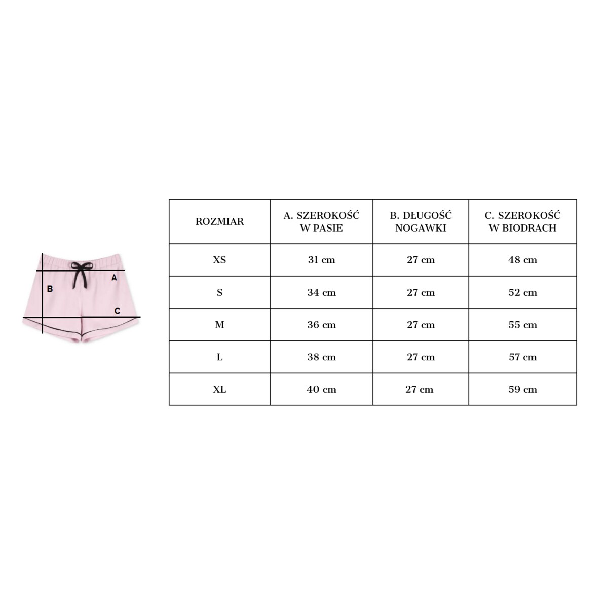 Szorty do spania różowo-białe XS