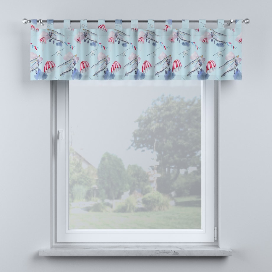 Lambrekin na szelkach 130x40 niebiesko-różowy