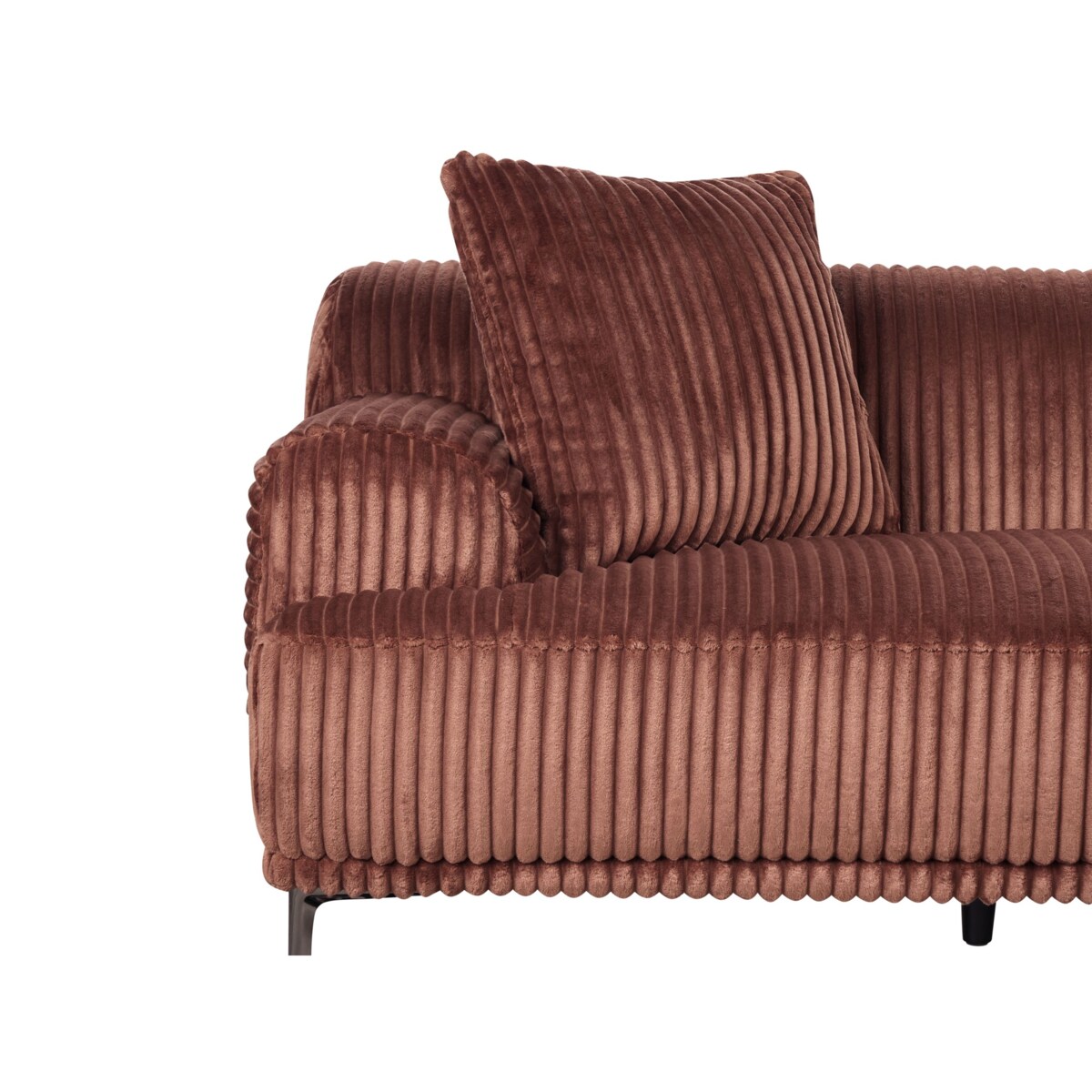 Narożnik prawostronny sztruksowy brązowy STENUM