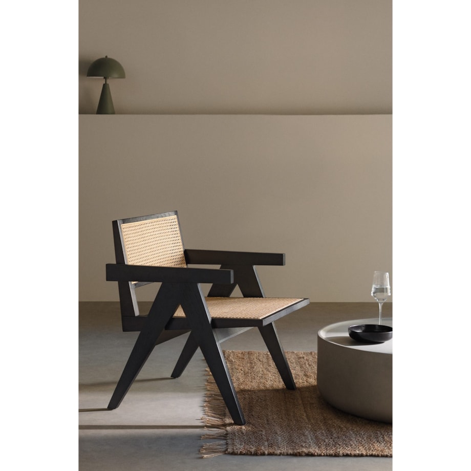 Fotel drewniany z plecionką wiedeńską Kiemer czarny