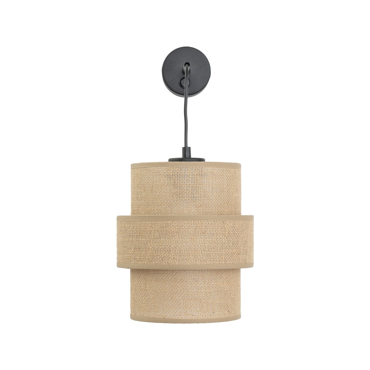 Kinkiet z włącznikiem CALISTO JUTA 5400 TK Lighting czarny, abażur jutowy, E27, styl vintage
