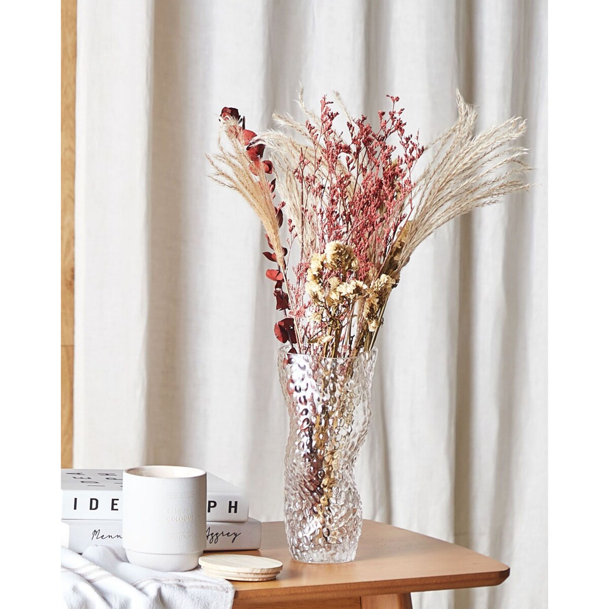 Bukiet suszonych kwiatów 55 cm różowy ARABA