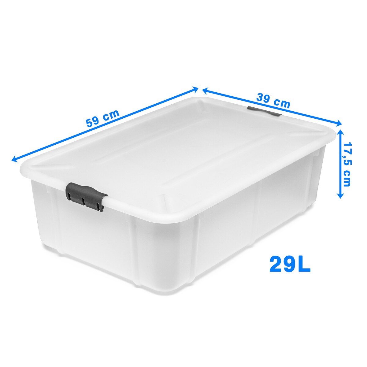 Pojemnik Plastikowy Pudełko 29 L Plastikowe Zamykany Z Pokrywką Pudło Box Do Przechowywania Na Zabawki Dokumenty Ubrania Mleczny