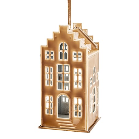 Dekoracja - domek metalowy kawowy 19x9x9,5 cm KOFFIE