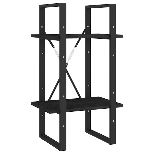 vidaXL Regał na książki, 2 półki, czarny, 40x30x70 cm, drewno sosnowe