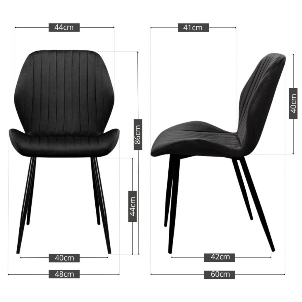 Krzesło tapicerowane czarne welurowe pikowane do salonu jadalni velvet