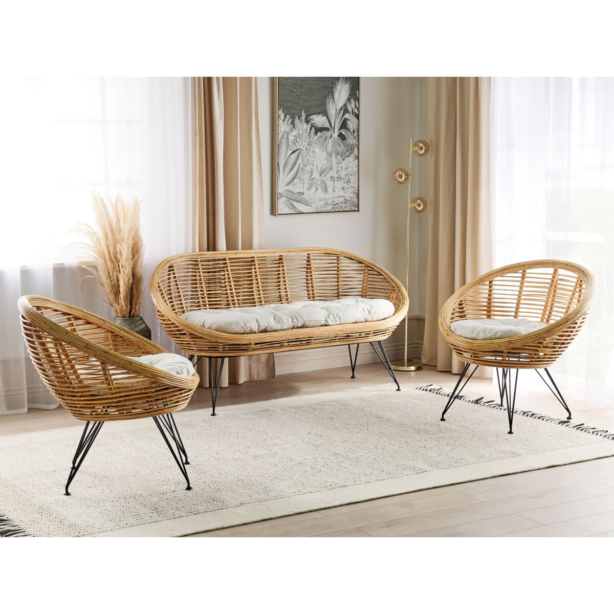 Zestaw ogrodowy rattanowy 4-osobowy naturalny MARATEA