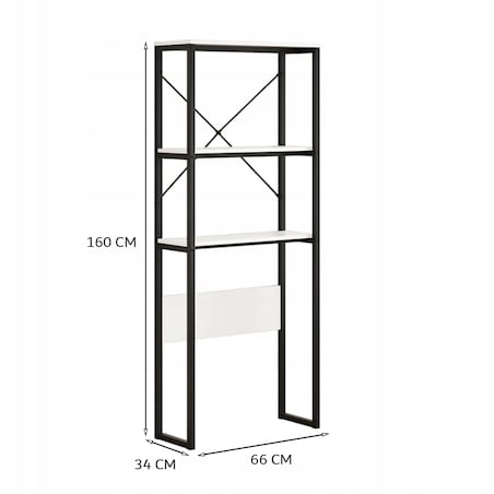 Regał Szafka Łazienkowa Nad Toaletę Pralkę Loft Industrialny Półki 160 Cm