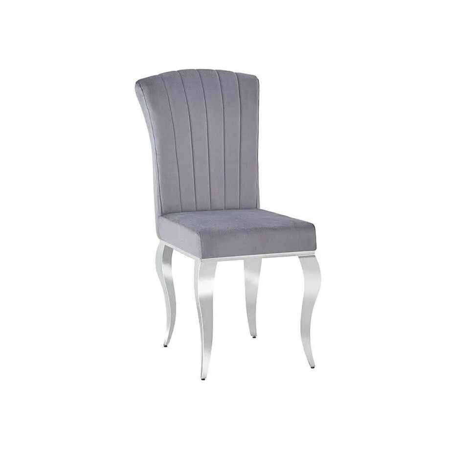Krzesło tapicerowane PRINCE VELVET szare/chrom
