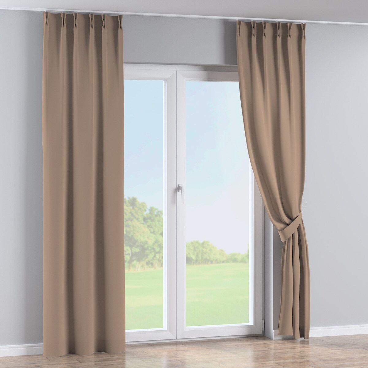 Zasłona na haczykach flex podwójnych 130x245 mocca