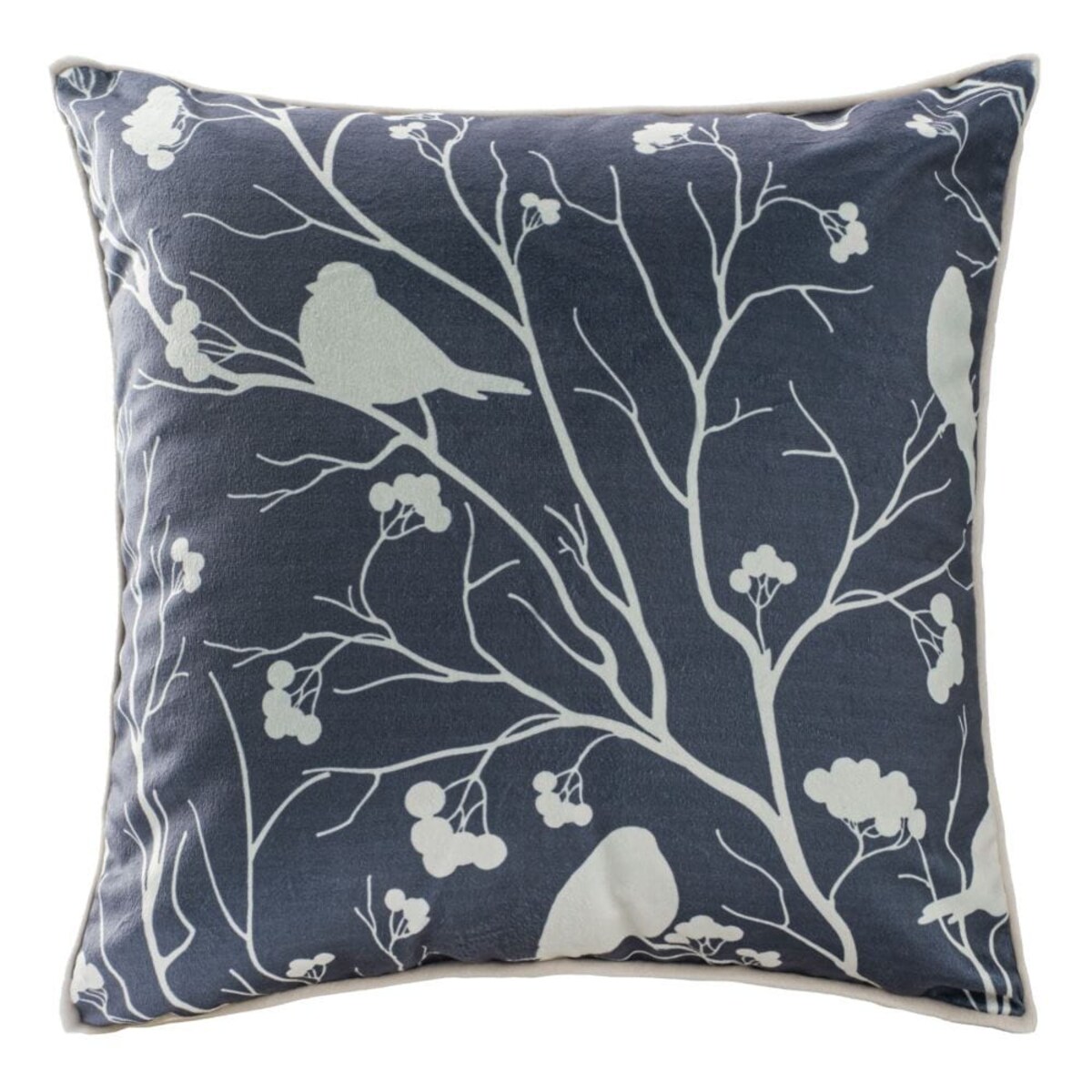 Poszewka dekoracyjna świąteczna 43x43 granatowa, biały ptak