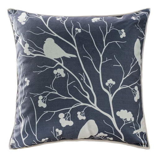Poszewka dekoracyjna świąteczna 43x43 granatowa, biały ptak