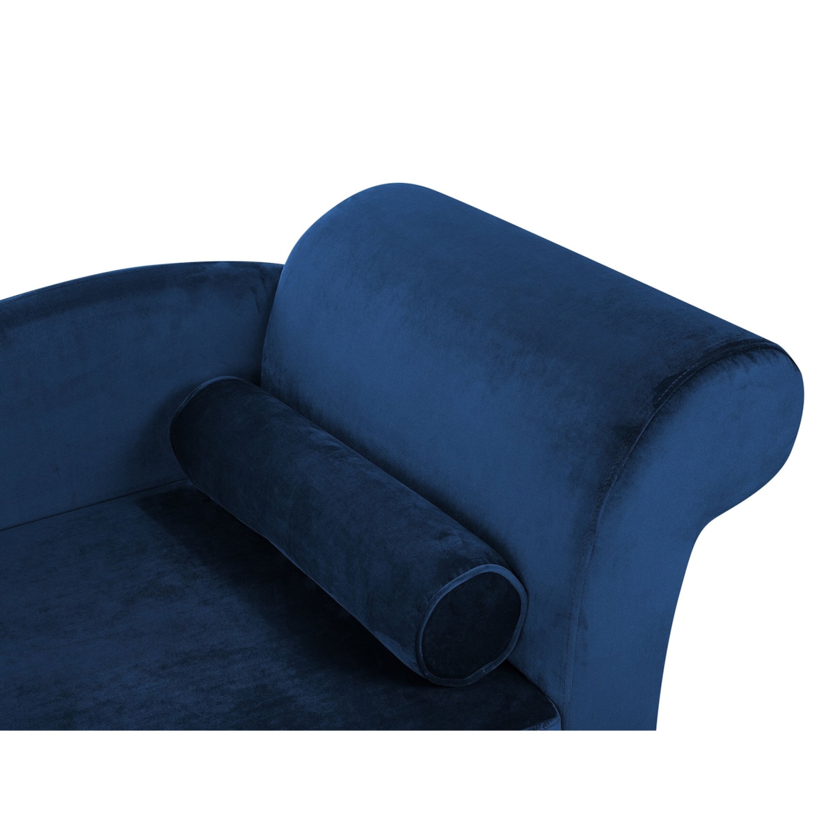 Szezlong welurowy prawostronny niebieski LUIRO