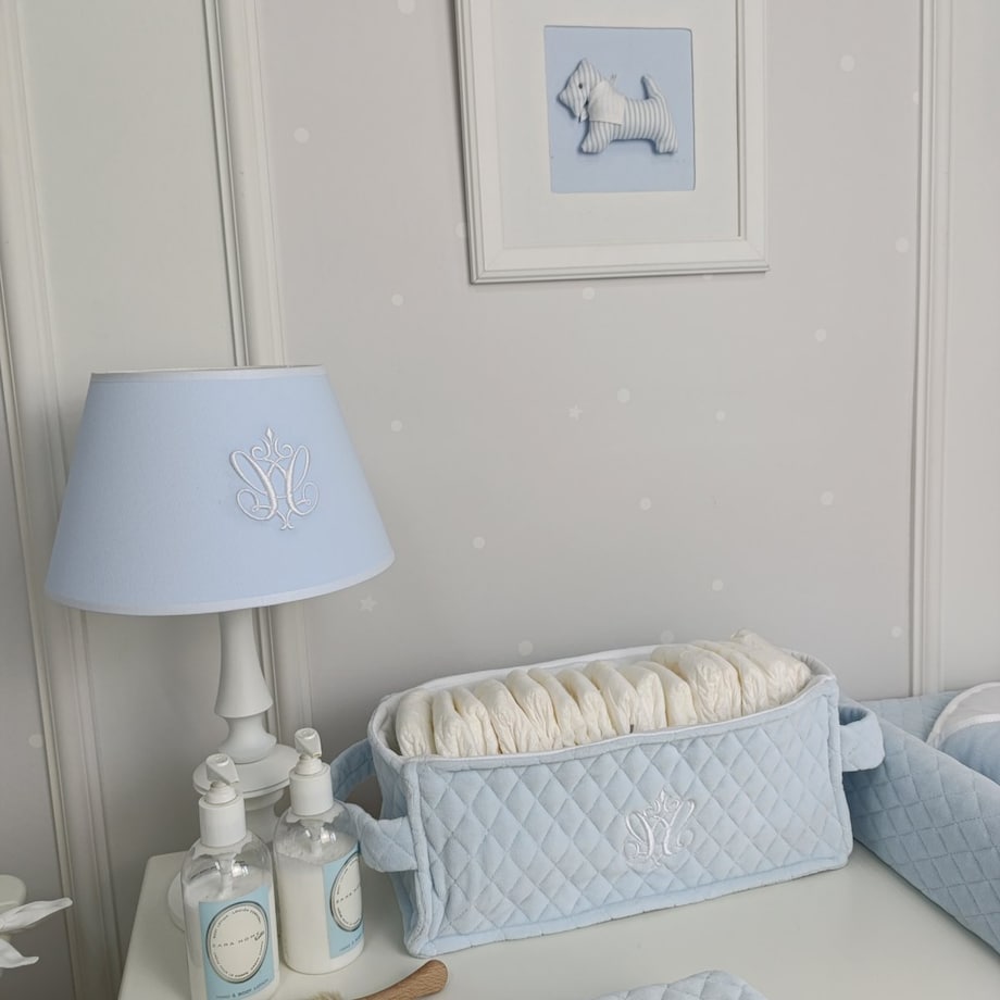 Pojemnik na pieluchy pikowany błękitny