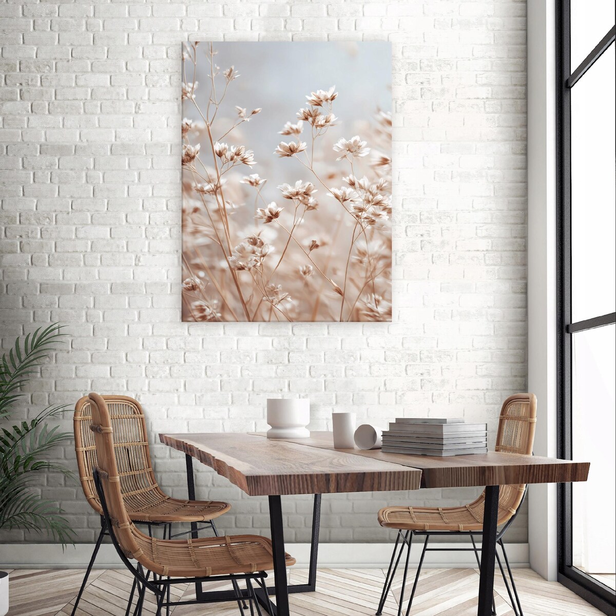Obraz Do Sypialni Salonu Na Płótnie Kwiaty Natura Beżowy 70x100