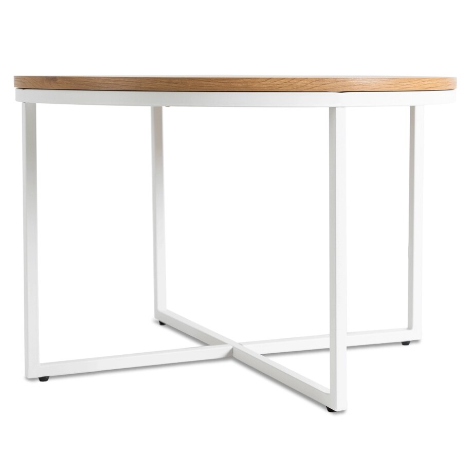 Stolik Kawowy Okrągły Skandynawski Ława Do Salonu Biały Dąb HANTEL Ø70