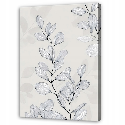 Obraz Do Sypialni Salonu Na Płótnie Liście Nowoczesny Szary 80x120