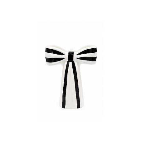 Wazon ceramiczny 25x21,5x9,4 cm KOKARDA w biało-czarne pasy