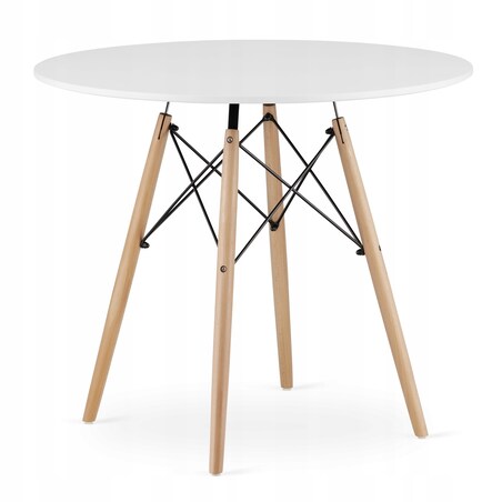 Zestaw Stół Do Jadalni Kuchni Salonu Biura Okrągły Todi 90 Biały + 4 Krzesła Osaka Czarne