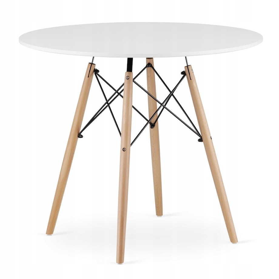 Zestaw Stół Do Jadalni Kuchni Salonu Biura Okrągły Todi 90 Biały + 4 Krzesła Osaka Czarne