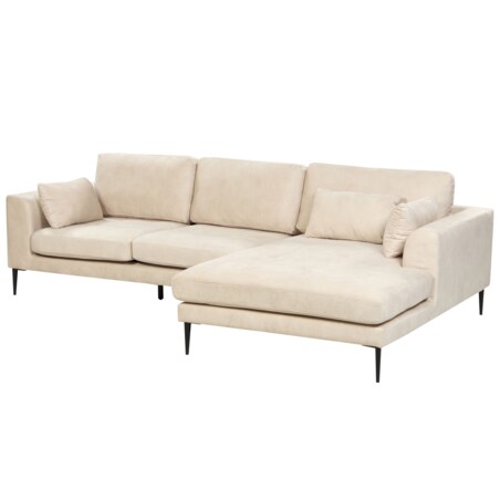 Narożnik welurowy lewostronny kremowy FLAM