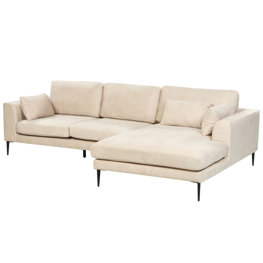 Narożnik welurowy lewostronny kremowy FLAM