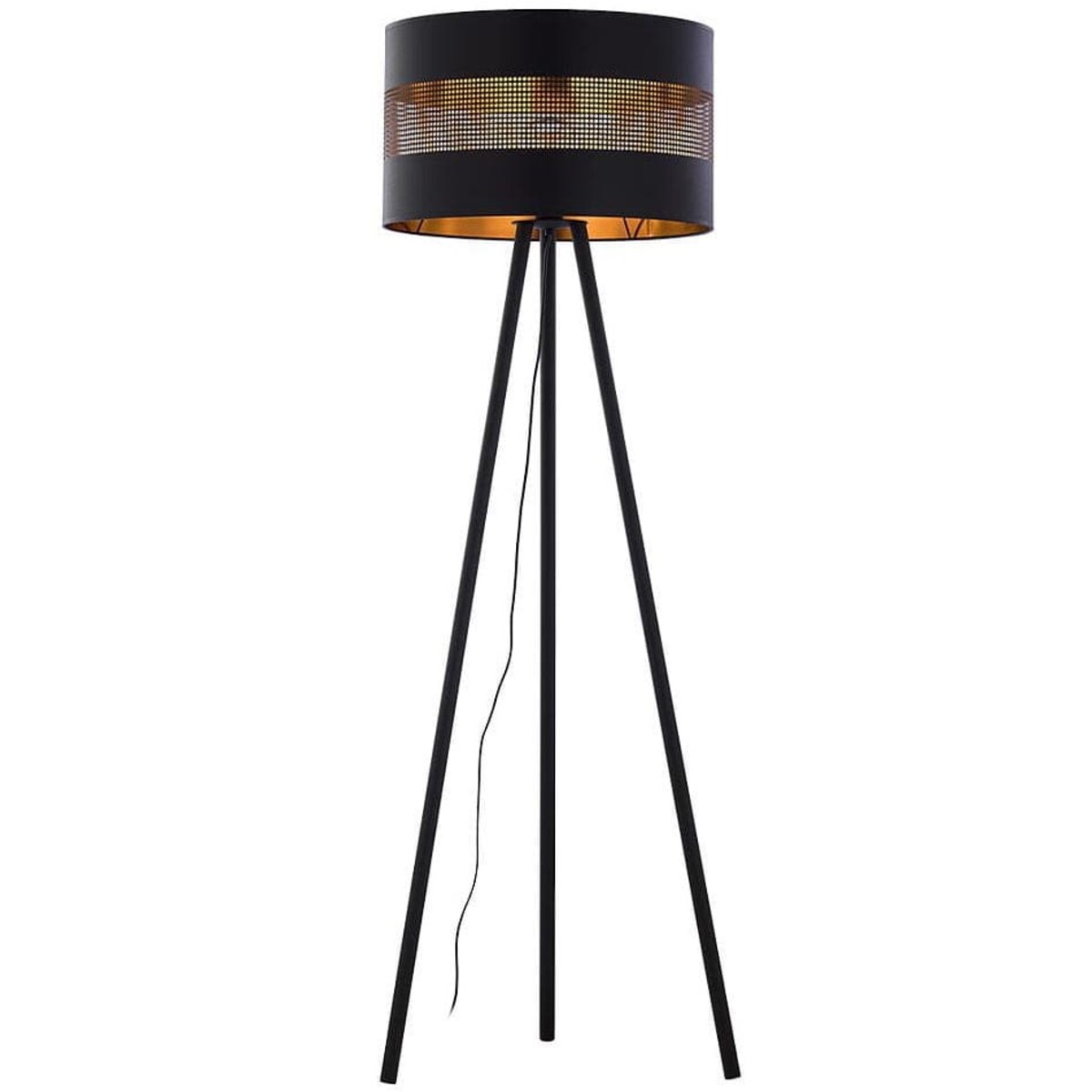 Stojąca lampa na trójnogu Tago 5053 TK Lighting ażurowa czarna złota