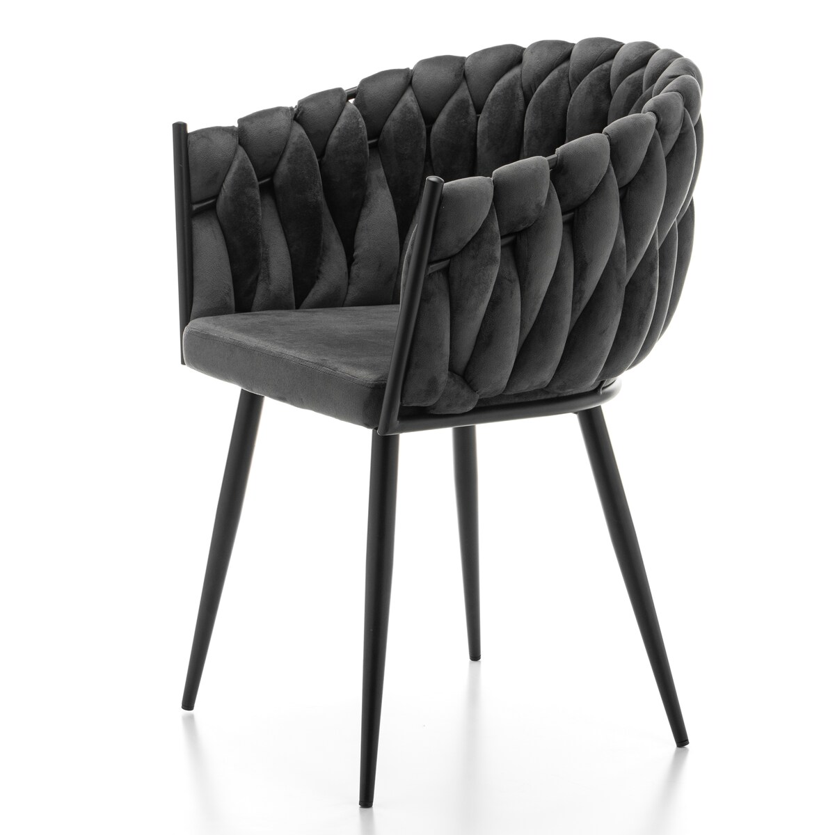 Krzesło tapicerowane plecione glamour salon welurowe LATINA szara