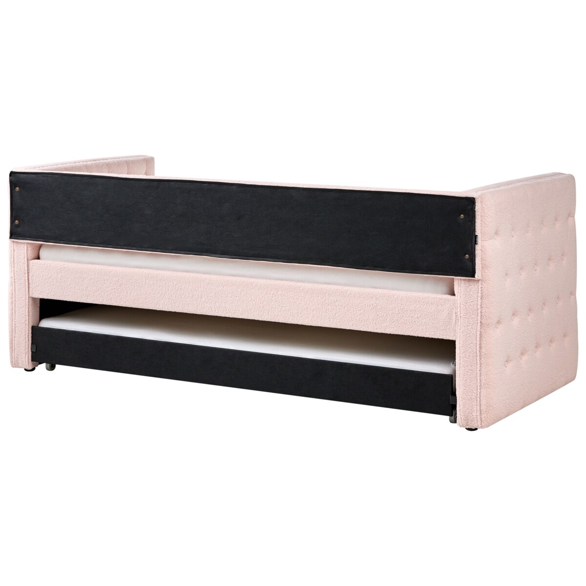 Łóżko wysuwane Boucle GASSIN 90 x 200 cm Pastelowy róż